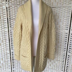 Talbots Cream Cable Knit Cardigan. 100% Merino Wool. Size S